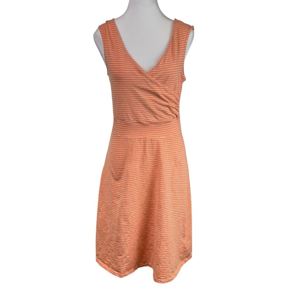 Patagonia Porch Song Striped Dress High Tide Tigerlily Orange Size Medium